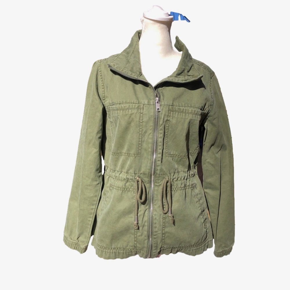 Old Navy Green Long Sleeve Collared Zip Up Utility Jacket